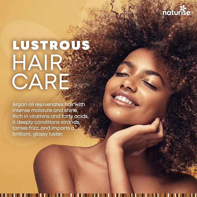 Naturise Organic Argan Oil for Hair & Skin – Cold Pressed, Unrefined, Pure Argan Oil of Morocco for Face Skin Moisture & Hair Growth – Non-GMO, Gluten Free Oils with Vitamins & Fatty Acids (2 fl. oz.)