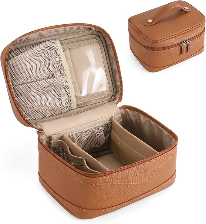 Telena Large Makeup Bag, Travel Toiletry Bag for Women, Vegan Leather