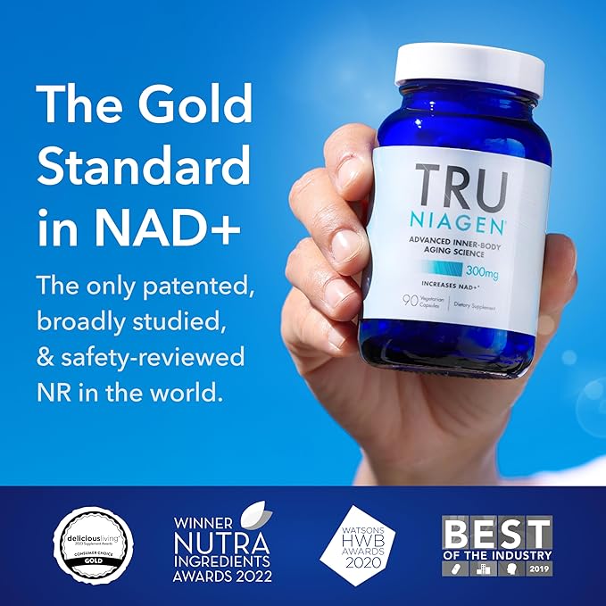 TRU NIAGEN Patented NAD+ Supplement, 300mg Niagen, 90 Servings | Nicotinamide Riboside (NR) Take 1 Daily | 1 Bottle