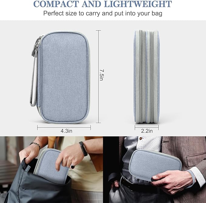 FYY Electronic Organizer, Travel Tech Pouch Bag, Cable Organizer Light Grey