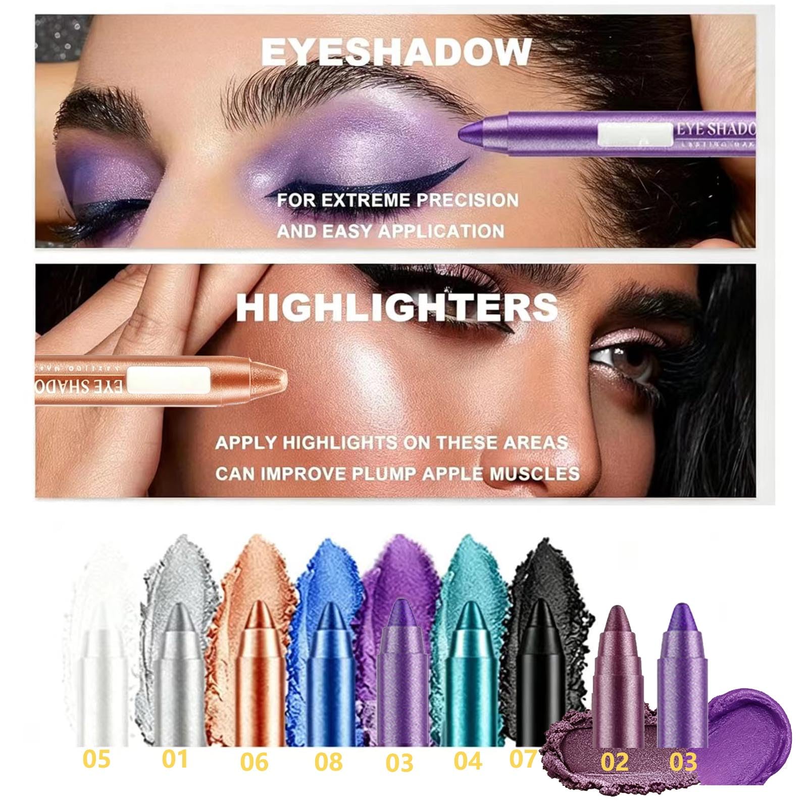 Daeuwiutr Rose Gold Eyeshadow Stick, Highlighter Eye Liner,Eye Brightener Stick, Shimmer Creamy eye shadow, Waterproof Eyeshadow Pencil Long Lasting Eye Shadow Makeup.#6 rose gold shimmer