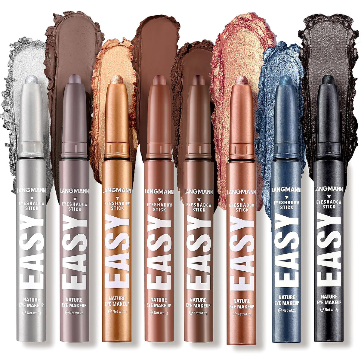 LANGMANNI Eyeshadow Stick, 6 PCS Waterproof Multi-Color Eyeshadow Pen Set, Creamy Long-Lasting Eye Makeup Kit, Natural & Shimmer Shades Contour Stick, Perfect Gifts For Women (#C)