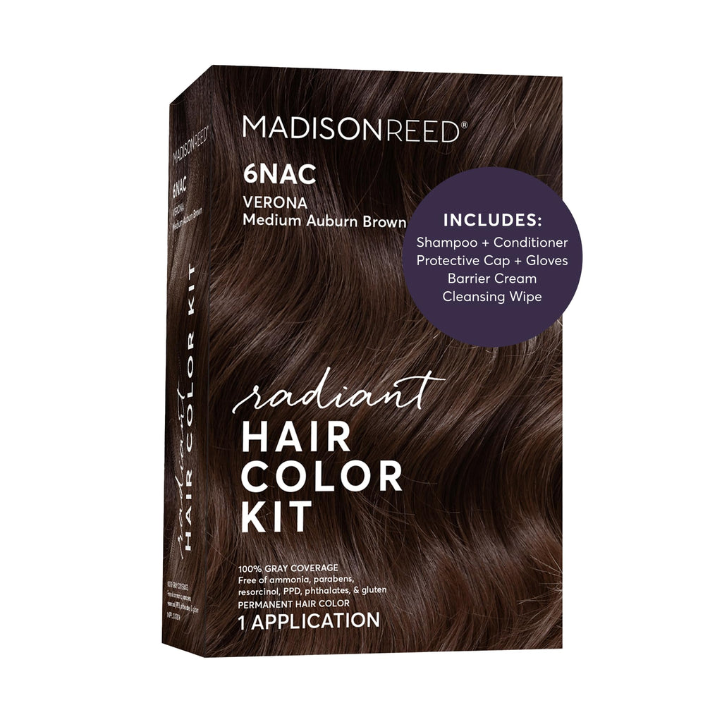 Madison Reed Radiant Hair Color Kit - 6NAC Medium Chocolate Brown with Copper-Auburn Undertones (Verona), Permanent Hair Dye, Dimensional Superior Gray Coverage | PPD-Free & Ammonia-Free, 1 Pack