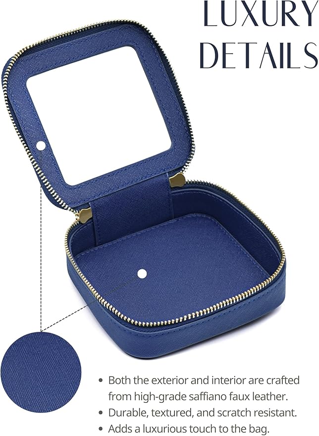 Clear Makeup Bag with Zipper Small Travel Cosmetic Case Navy Blue Mini Pouch for Purse Accessories Car Storgae Essentials Bag Purse Pouch Organizer Compact Small Clear Toiletry Bag for Traveling
