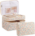 HBselect 2Pcs Travel Makeup Bag Large Quilted Cosmetic Bag Make up Bag