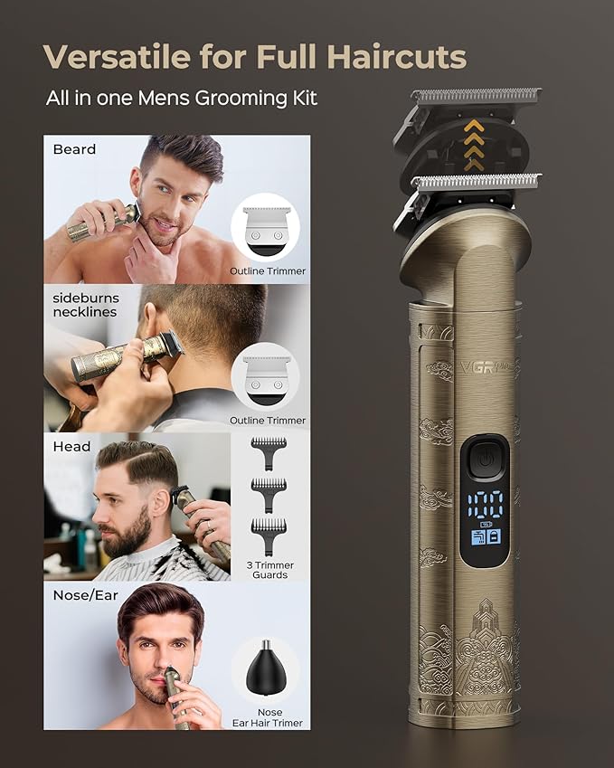VGRPRO Hair Clippers for Men, Beard Trimmer, Foil Shaver 3-in-1 Clipper Set