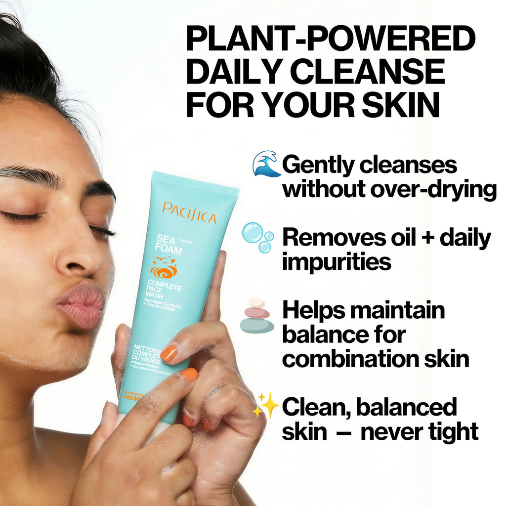 Pacifica Face Wash - Sea Foam Mini Travel Size, Skincare, Daily Gentle Foaming Cleanser, Makeup Remover, Face Cleanser, Skin Care, For Combination and Oily Skin, Vegan, 1.4 fl oz (1 Count)