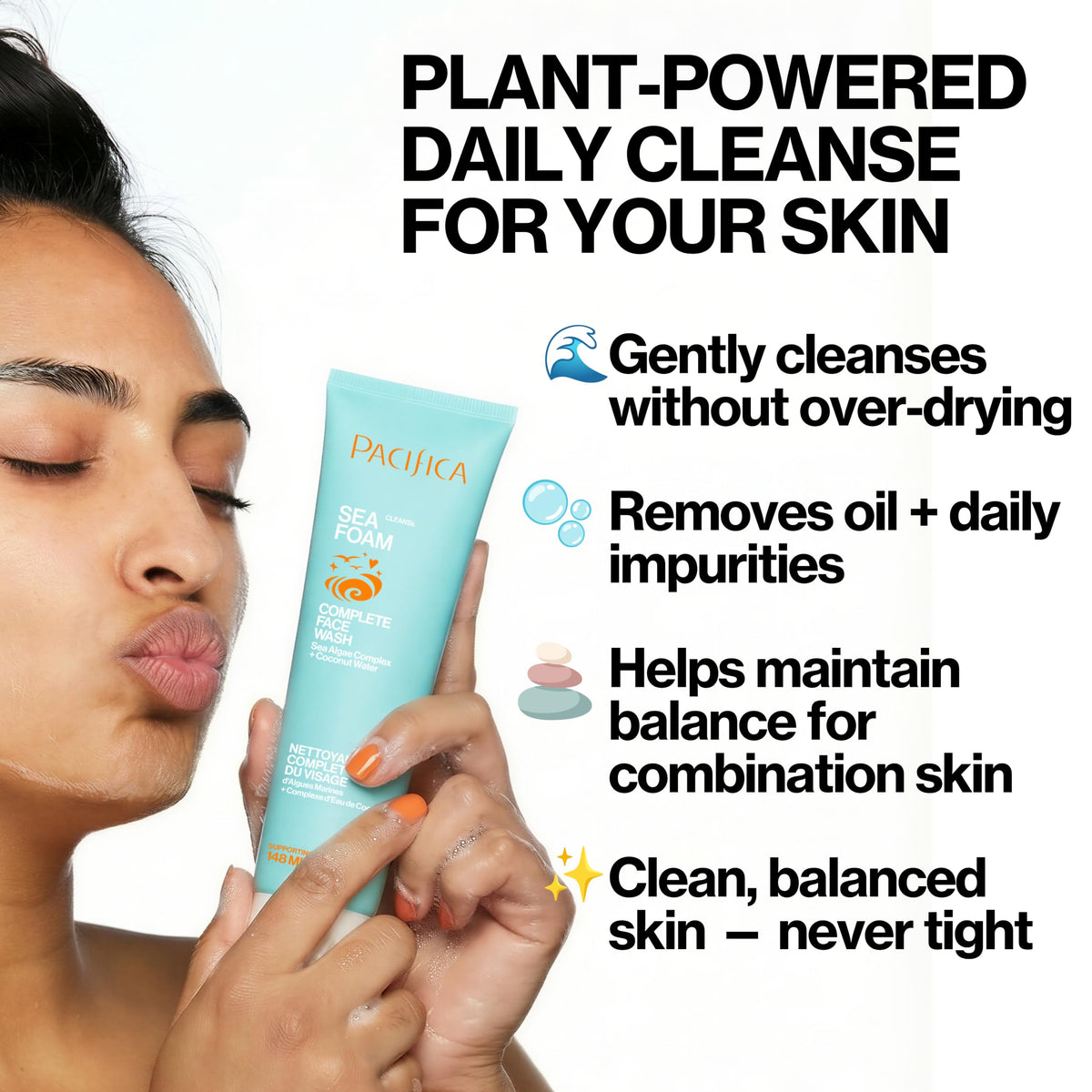 Pacifica Face Wash - Sea Foam Mini Travel Size, Skincare, Daily Gentle Foaming Cleanser, Makeup Remover, Face Cleanser, Skin Care, For Combination and Oily Skin, Vegan, 1.4 fl oz (1 Count)