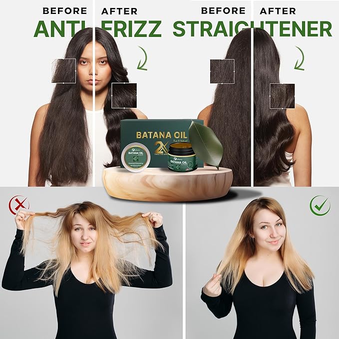 Unrefined Batana Oil & Shampoo Bar Set for Hair Growth - 100% Pure, Organic & Authentic Dr Sebi Batana Hair Mask from Honduras - Repairs Split Ends, Reduces Hair Loss & Boosts Beard Growth - 7.27oz