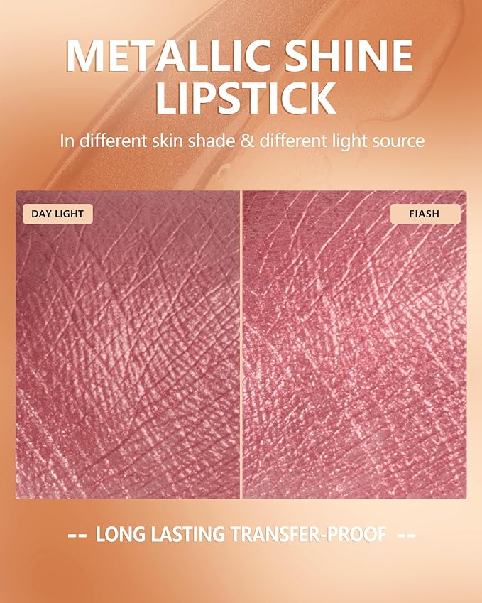 MAKI YIKA Pink Nude Lipstick for Women Metallic Pink Lipsticks Long Lasting