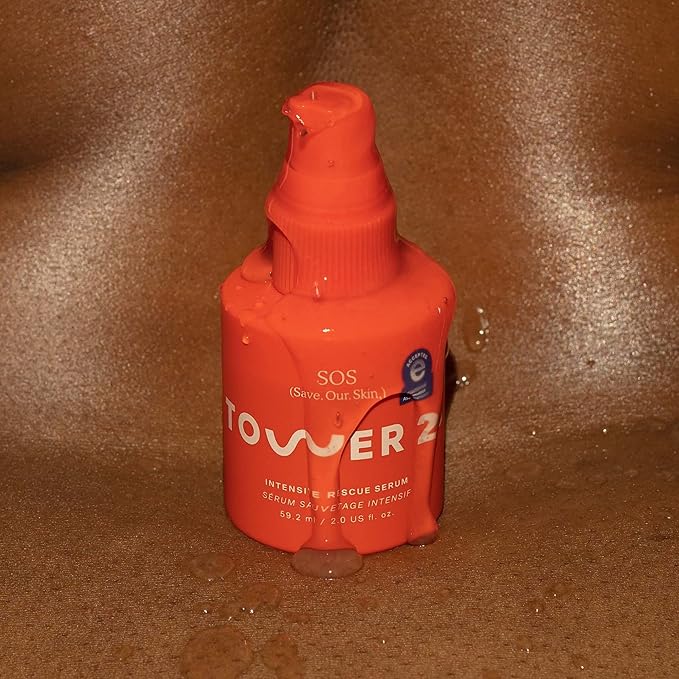 Tower 28 SOS Rescue Face Serum - Soothing Facial Serum with Hypochlorous Acid for Irritated, Sensitive Skin - Gently Helps Reduce Redness + Blemishes - Fragrance-Free Everyday Skin Care (2 oz)
