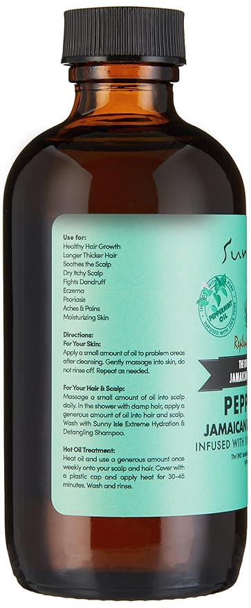 Sunny Isle Peppermint Jamaican Black Castor Oil 4oz - Hair, Scalp, Skin
