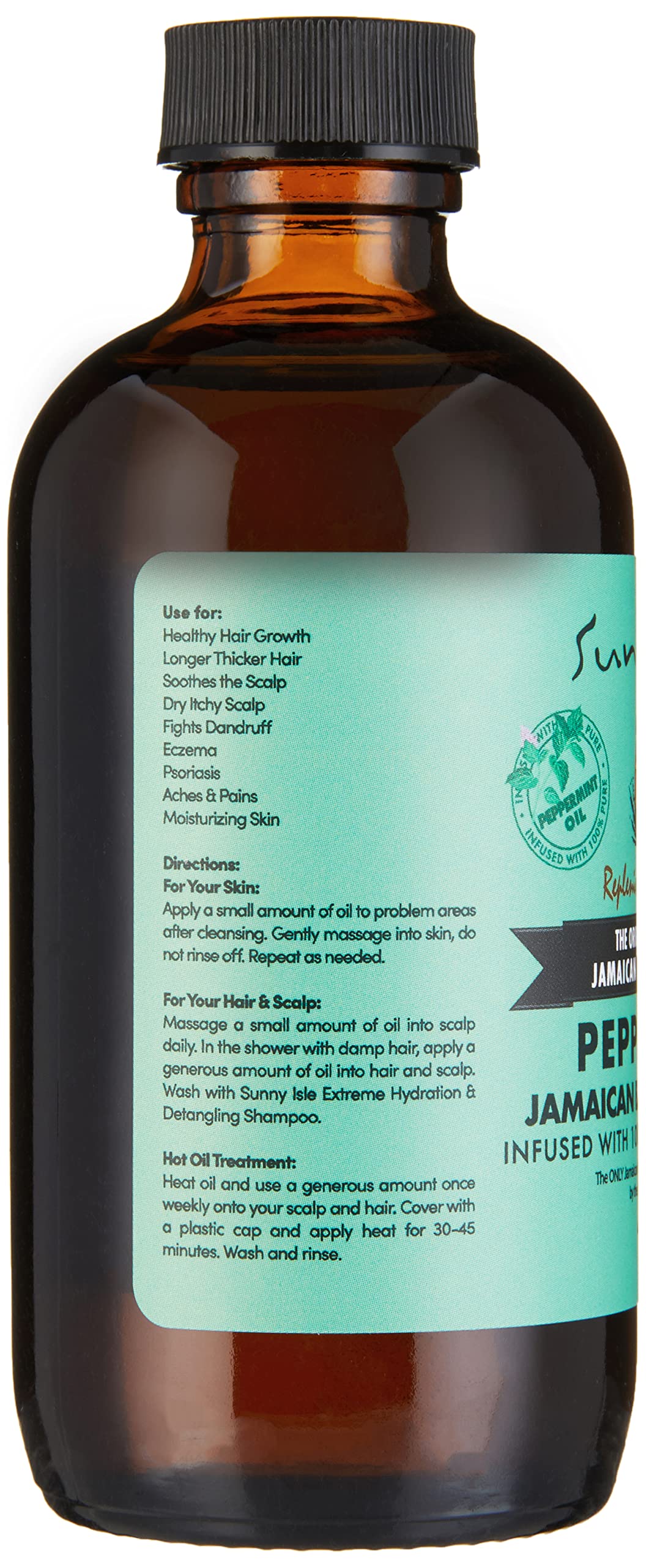 Sunny Isle Peppermint Jamaican Black Castor Oil 4oz - Hair, Scalp, Skin