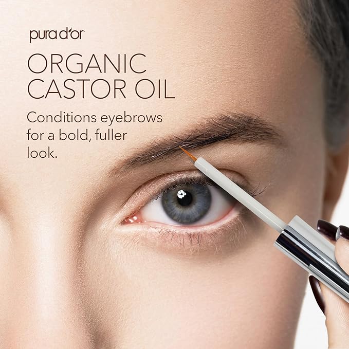 PURA D'OR Organic Castor Oil – Pure Cold-Pressed, Hexane-Free, USDA Certified - Hair, Lashes, Brows, Scalp, Skin: Supporting Softness, Strength, Hydration, Shine & Radiance 4 Oz - Ayurvedic Hair Care