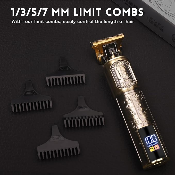 Ufree Beard Trimmer for Men, T-Blade Hair Clipper, Zero Gap Edger with LCD