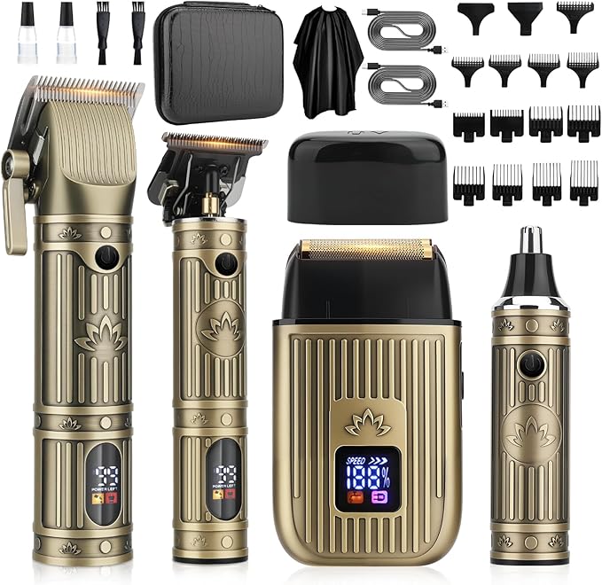 Bomxin Hair Clippers for Men,Beard Trimmer,Foil Shaver 4 in1 Barber Kit