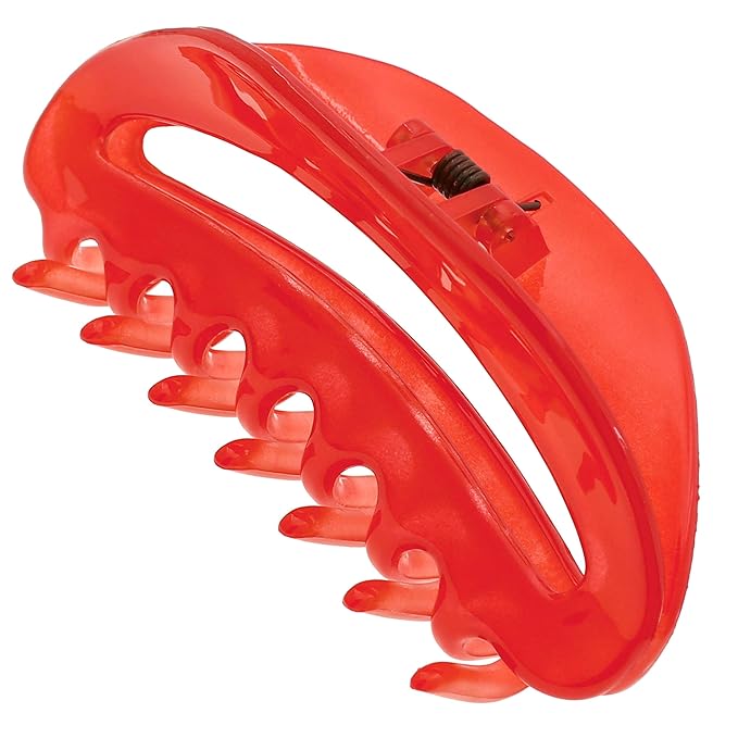 Camila Paris CP2547 French Hair Clips for Women, 3.5" Red Large Claw Clip Strong Hold All Day, No Damage No Slip Claw Clips for Thick Curly Wavy Fine Straight Hair, Jaw Clip Made in France