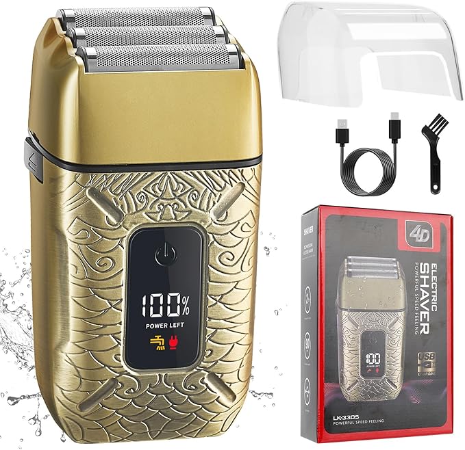 Dumite Electric Shavers for Men,Waterproof Powerful Motor Electric Razor,Head Shavers for Bald Men,Triple Foil Beard Trimmer,Barber Supplies LED Displays & USB Charging Shaver, Gifts