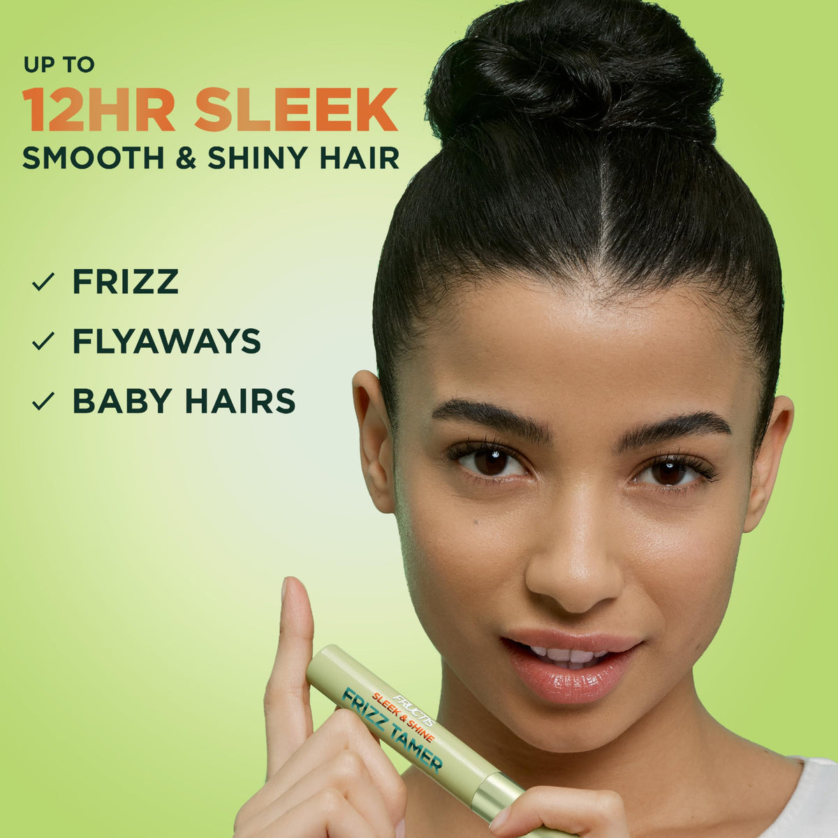 Garnier Fructis Sleek & Shine Frizz Tamer Hair Serum Wand, Flyaway Wand and Hair Mascara Stick, Tame Flyaways Smooth Frizz & Style Edges For Up to 12HRs of Sleek, Slick Back Styling, 0.27 fl oz