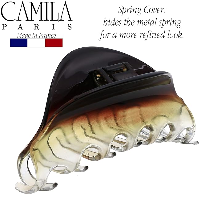 Camila Paris CP2379 French Hair Clips for Women, 3.75" Large Claw Clip Strong Hold All Day, Girl Large Claw Clips for Thick Hair, No Damage No Slip Flat Clip for Women. Made in France