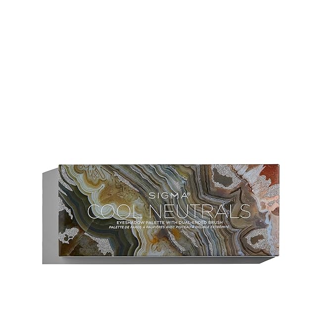 Sigma Beauty Cool Neutrals Eyeshadow Palette — Dual-Ended Brush, 14 Cool-Toned Eye Shadows - Includes Mirror, Waterproof Technology, Mixture of Finishes