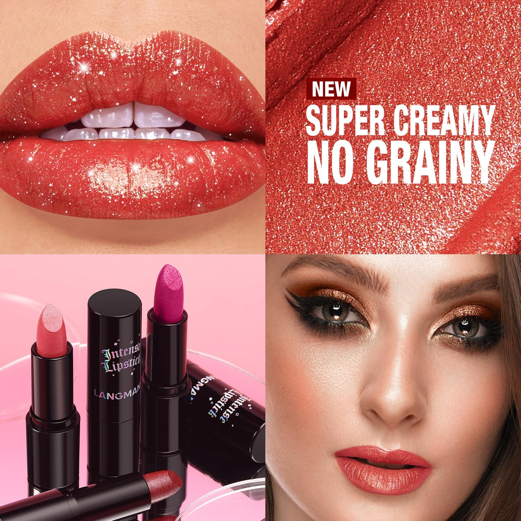 Jolilab Sparkling Lip Gloss, Long Lasting Waterproof Moisturizer Lip Balm Glitter Shimmer Metallic Lipstick, Diamond Shiny Lipstick for Women Girls, Non-sticky
