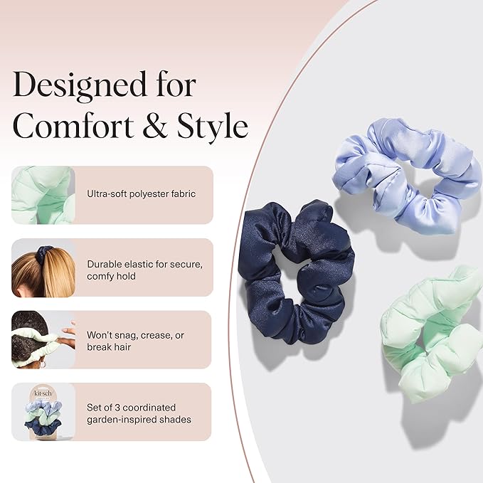 Kitsch Scrunchies for Women - Garden Bouquet, 3pcs