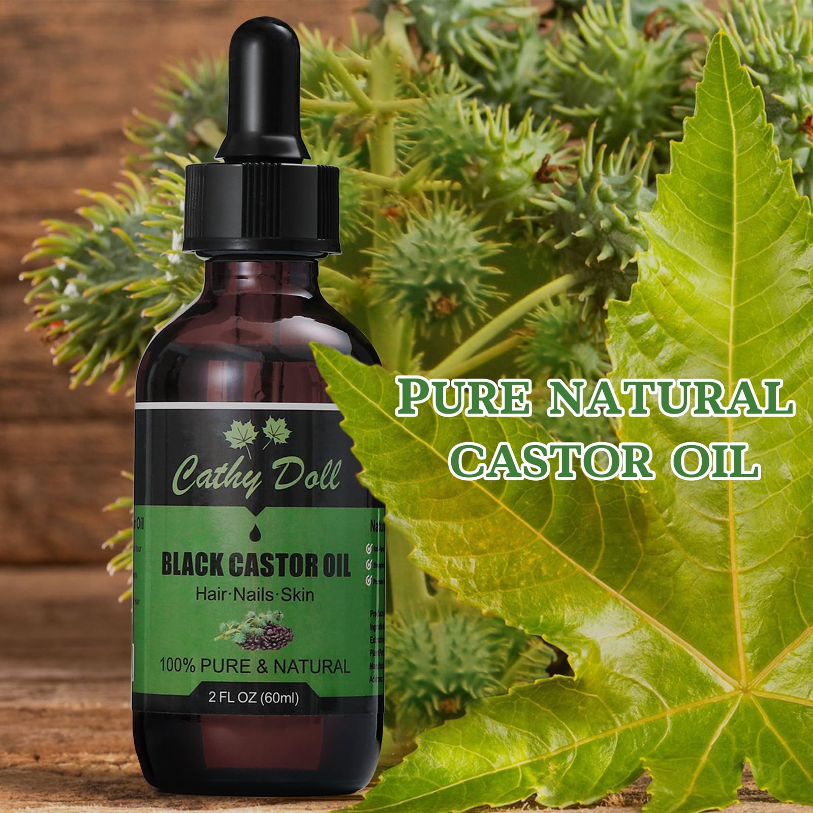Cathy Doll Jamaican Black Castor Oil Organic Cold Pressed Castor Oil For Hair 100% Pure Natural Castor Oil For Eyelashes Eyebrows (2 oz)