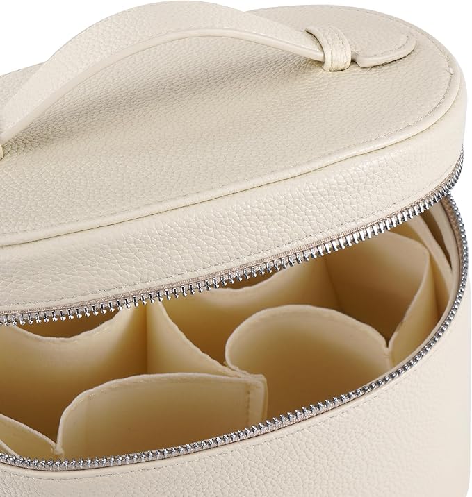 UUYUUY Makeup Bag Vanity Case Cosmetic Bag with Removable Divider Travel Toiletry Bag for Women Portable Make up Box Organizer, Beige