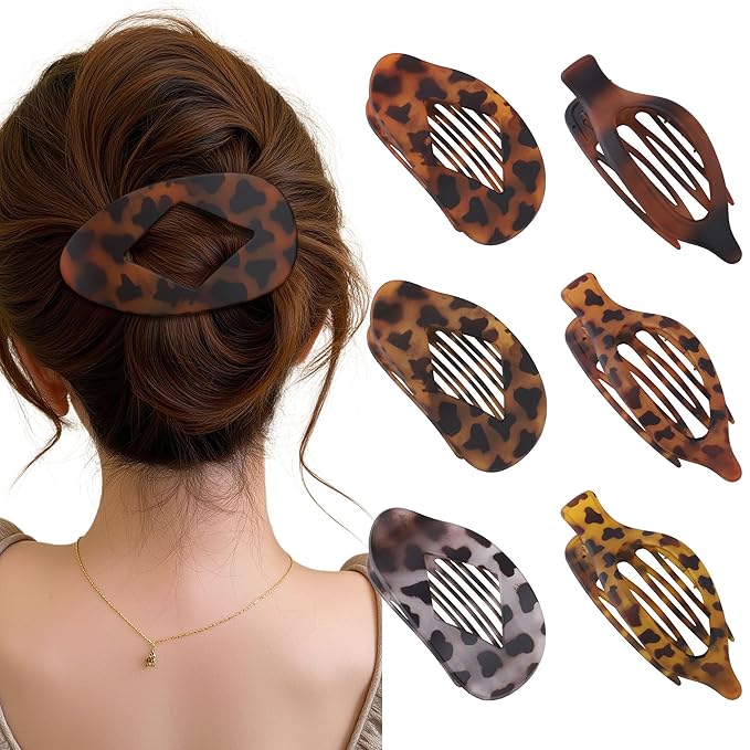 Lourny 6PCS Flat Claw Clips for Women French Flat Hair Clips for Thin Hair