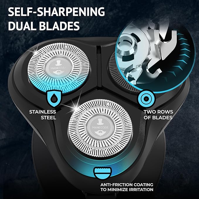 MANECODE® 7-in-1 Electric Razor for Men - Shaver with Floating 8 Contouring Technology® and IQ Cleaning Sensor®