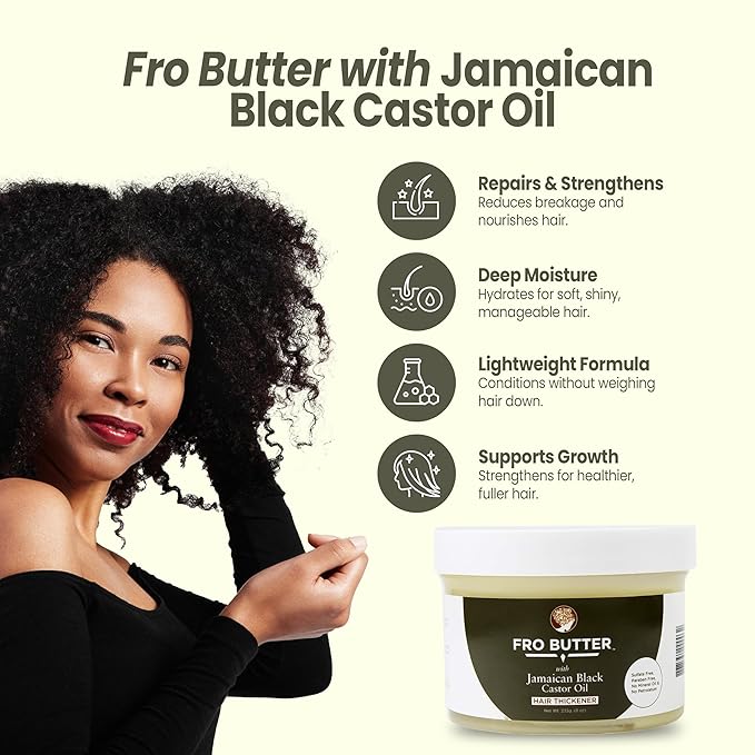 Jamaican Black Castor Oil Butter for Healthy-Looking Hair - Natural Hair Moisturizer for Black Women - 4C Hair Products - Hair Food - Black Hair Care - Hair Grease for Nourishment