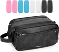 COOSKY Travel Toiletry Bag for Men, Large Hanging Toiletries Organizer Bags for Women, Cruise Ship Essentials, Water-resistant Shaving Case, PU Leather Makeup Accessories, Cosmetic Dopp Kit, Black