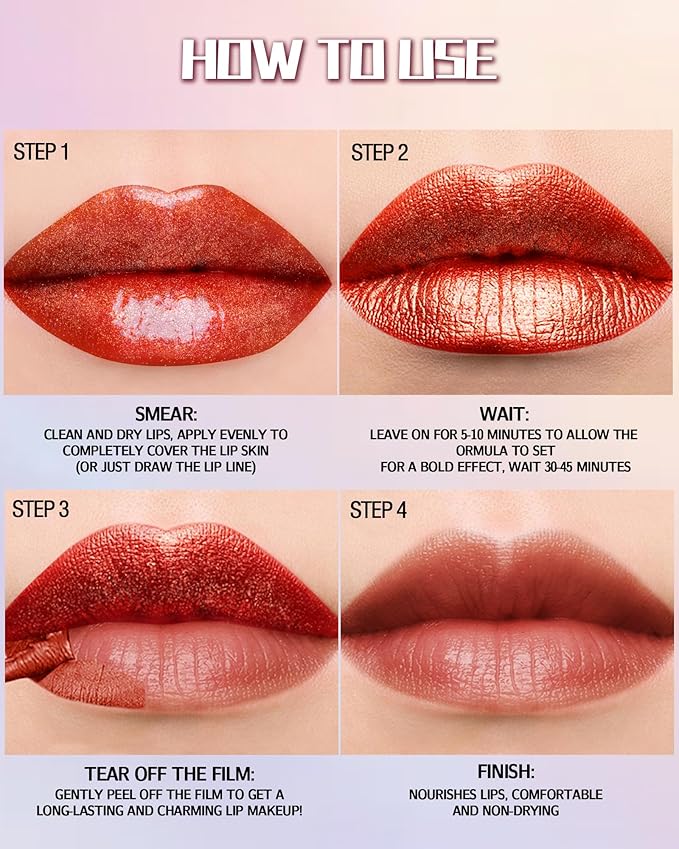 Peel Off Lip Liner Stain, Long Lasting Waterproof Lip Tint Stain Peel Off
