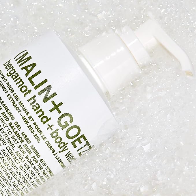 MALIN+GOETZ Hand + Body Wash | Gentle Foaming Cleanser with Botanical Extracts and Amino Acids | Hydrating, pH-Balanced, Unisex Scent | Vegan & Cruelty-Free (Bergamot, 8.5 Fl Oz)
