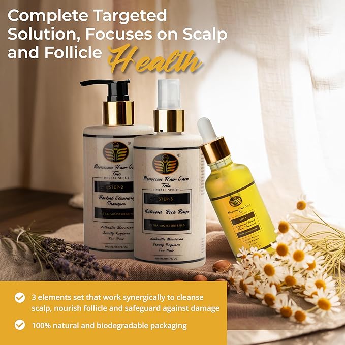 Argan Oil Shampoo & Conditioner Set for Women, Postpartum & Menopause Hair and Scalp Treatment with Argan Oil, Sulfate Free, Leave In Conditioner & Hair Oil for Thinning-Looking Hair