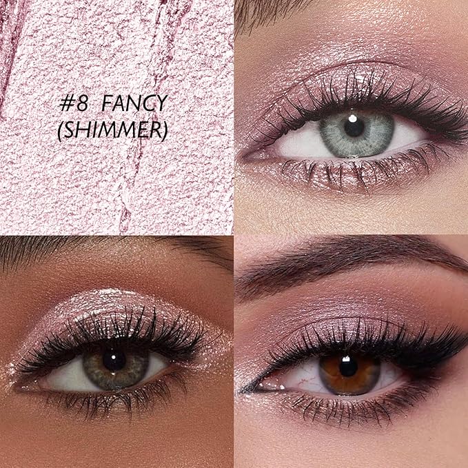 Wugbc Shimmer Eye Shadow Stick, Cream Eyeshadow Stick Long-Lasting Crease-Proof Blendable Eye Brightener Pencil Multi-use for Eyeliner Highlighter Smooth Cream to Powder Eyes Crayon Makeup, 8 FANCY
