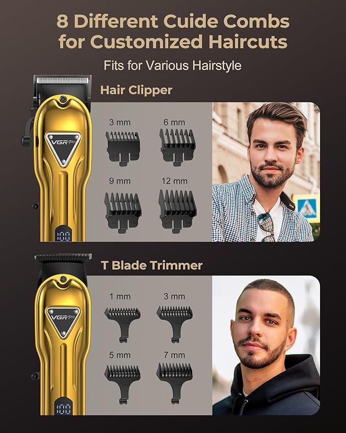 VGRPRO Electric Hair Clippers for Men, Cordless Clipper and Trimmer Set, Clippers for Hair Cutting Kit with Long Battery Life, Hair Grooming Trimmer for Family Kids and Self-Haircut Use