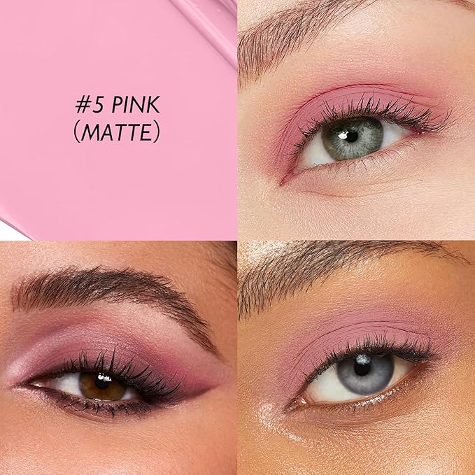 Wugbc Eyeshadow Stick Matte Eye Shadow Pencil Cream to Powder Eye Brightener Crayon Long-Lasting Crease-Proof Neutral Eyeshadow Buildable & Blendable High Pigmented Eye Liner Makeup for Women, 5 PINK