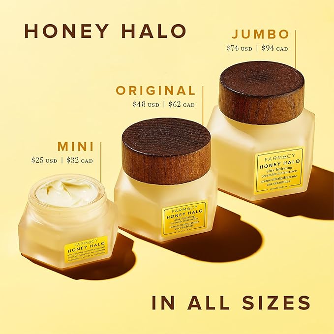 Farmacy Ceramide Face Moisturizer - Honey Halo Ultra Hydrating Facial Moisturizer with Buckwheat Honey + Ceramides - Helps Restore Barrier + Replenish Dryness - Plumping Skin Care for Dry Skin (50ml)