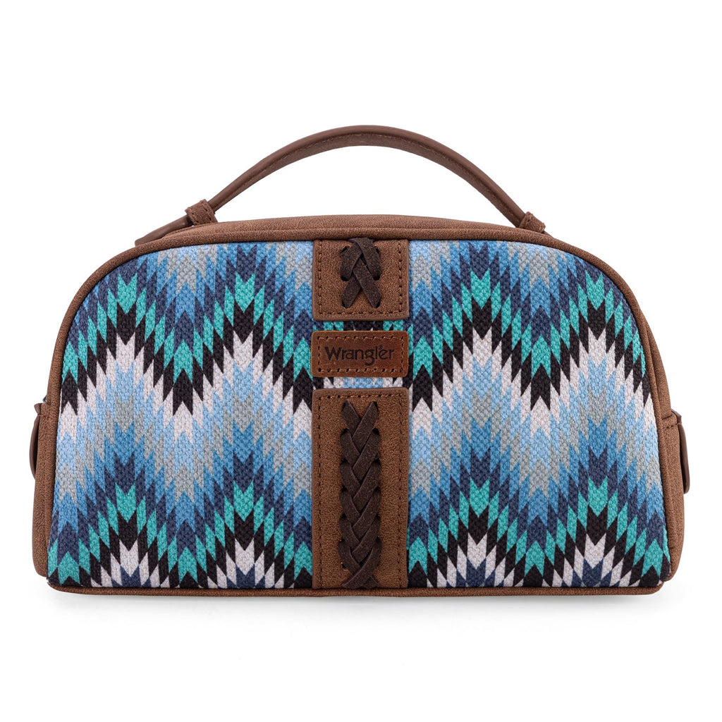 Montana West Wrangler Makeup Bag for Women Small Cosmetic Toiletry Bags Western Make Up Pouch Durable Cute Travel Purse, Jean Blue
