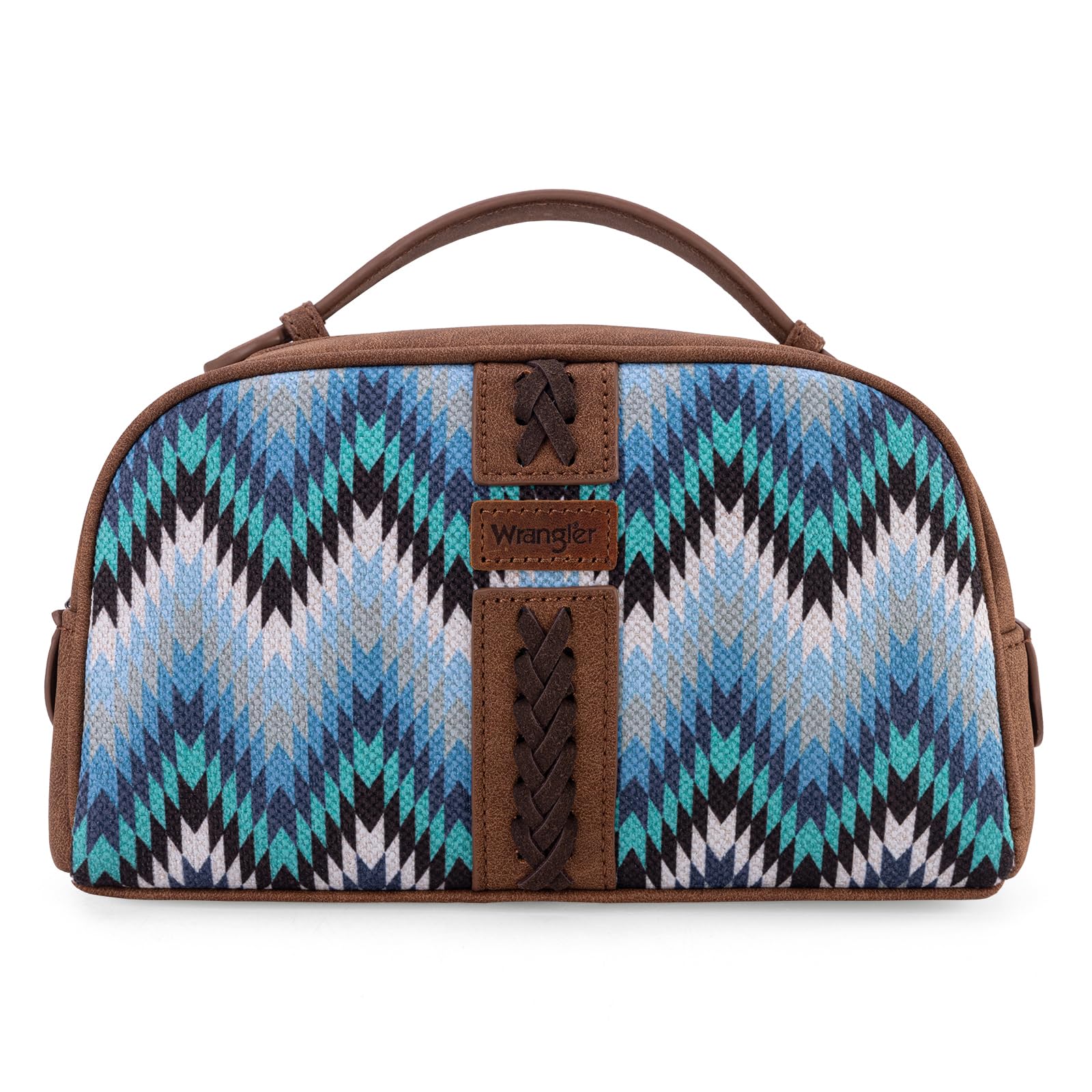 Montana West Wrangler Makeup Bag for Women Small Cosmetic Toiletry Bags Western Make Up Pouch Durable Cute Travel Purse, Jean Blue