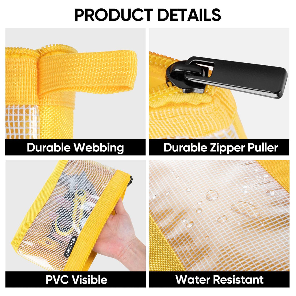 TICONN Tool Pouch, 1680D Oxford Small Tool Bag, Tool Pouches with Zipper, Clear Utility Bag Zipper Pouch for Tool Organizers and Storage (3PK Combo)