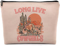 Dwept Pink Cowgirl Cosmetic Bag, Western Supplies for Women Makeup Bag for Purse, Western Makeup Bag, Long Live Cowgirls Preppy Gifts Cowgirl Gifts Pouch Bags, Western Bags for Women