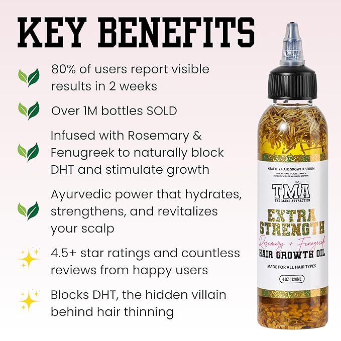 The Mane Attraction Extra-Strength Herbal Hair Growth Oil, 4 Fl Oz