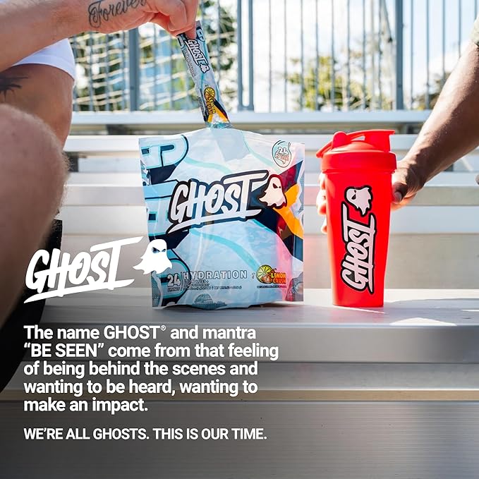 GHOST Hydration Sticks, 24 Electrolyte Powder Packets, Lemon Crush