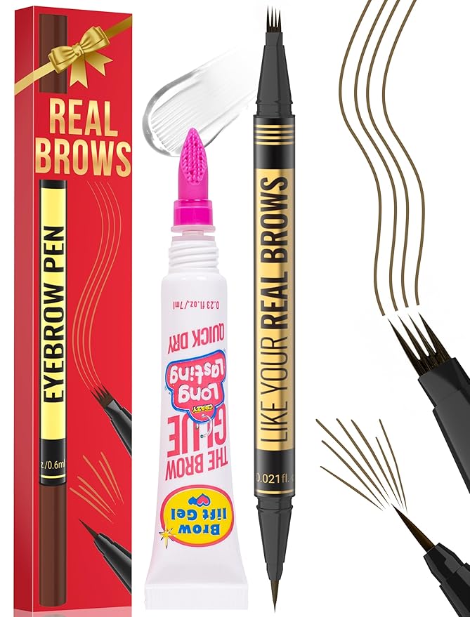 Vevivia Dual-Tip Microblading Eyebrow Pencil & Clear Brow Gel, Brown