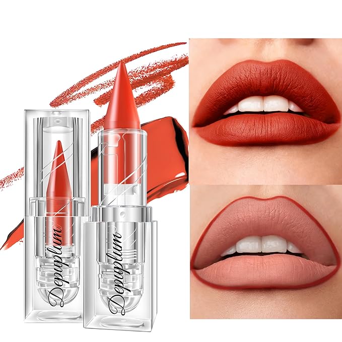 Depuplum Orange Red Lipstick Gradient Matte Lip Liner Combo Women