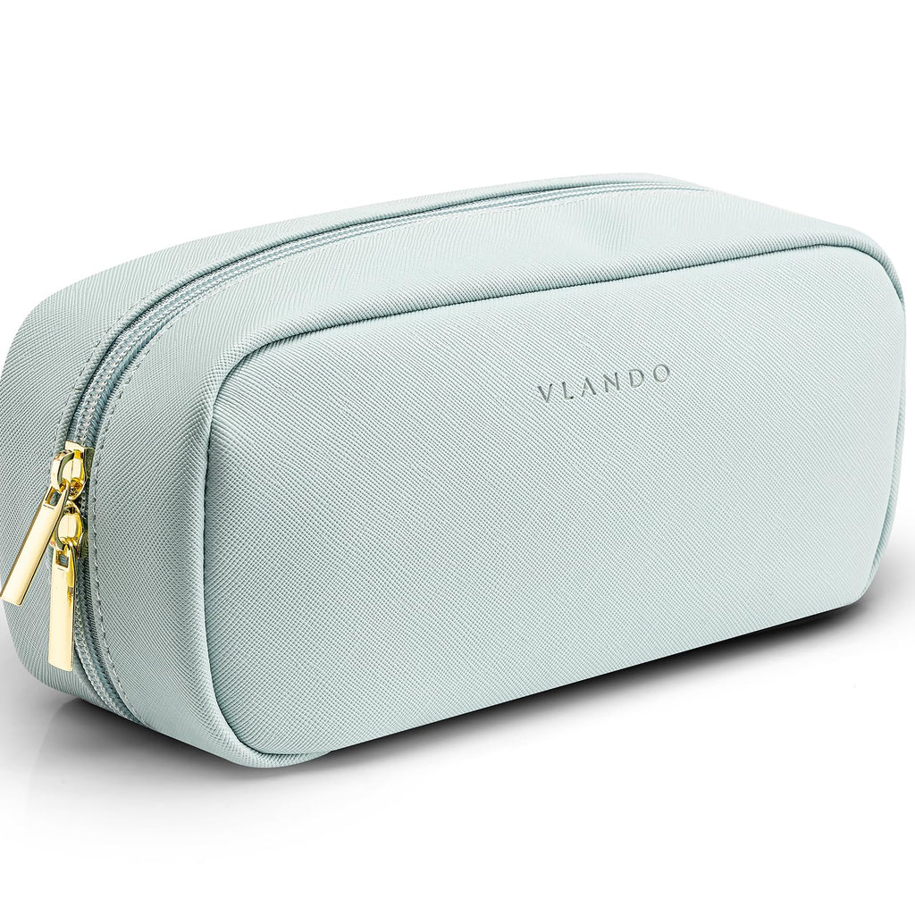 VLANDO Travel Makeup Bag with Separate Pocket for Beauty Tools,Blue
