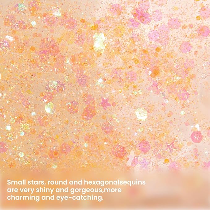 DAGEDA Coral Body Glitter Gel, Sparkly Hair Face Glitter Makeup Accessories